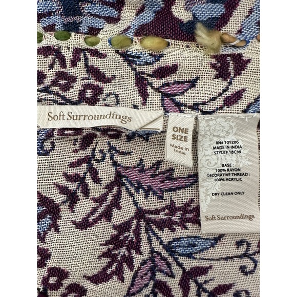 Lot 2 Soft Surroundings Topper Duster OS Open ColorfulCardigan Fringe Boho Artsy - Picture 4 of 11